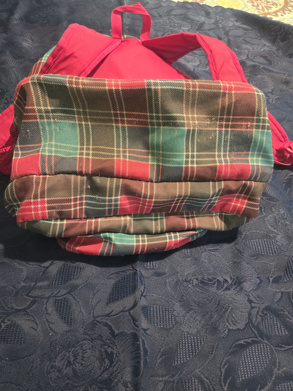 Jansport Trans Plaid Backpack with Teal Accents And Multi Pockets - Picture 4 of 7
